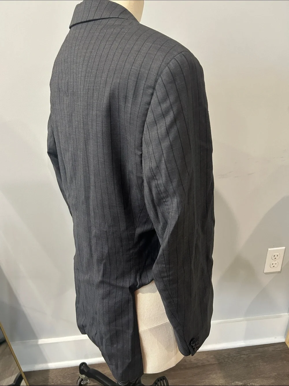 Hugo Boss Cropped Pinstripe Blazer - Charcoal Gray